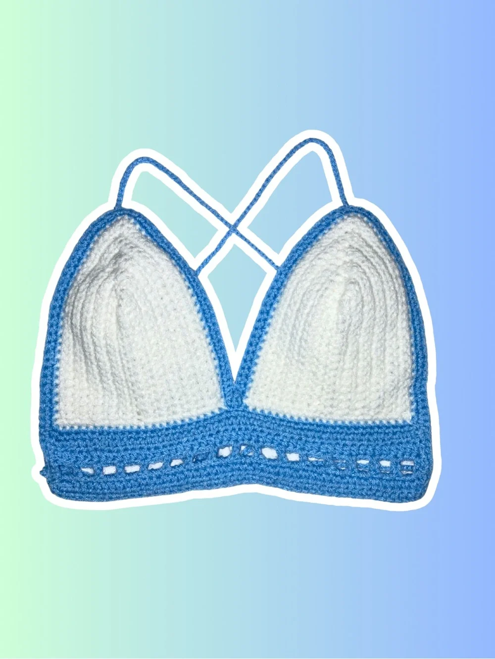 Crocheted bikini top set with matching hat